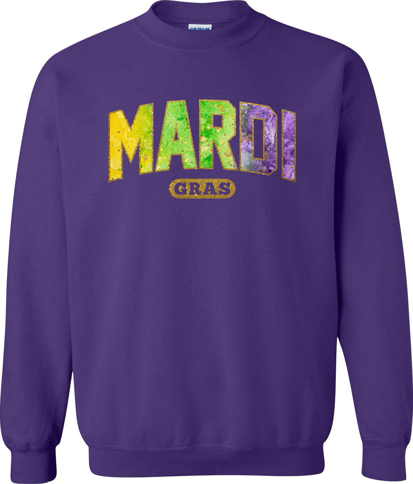 Mardi Gras Watercolor Glitter Sweatshirt