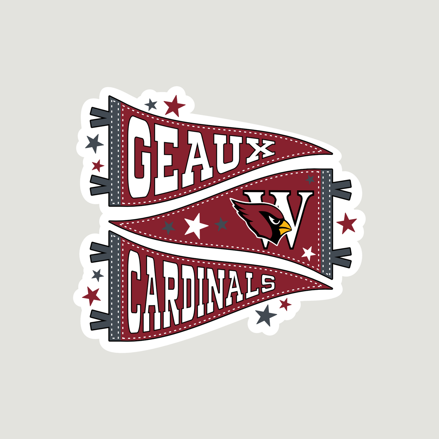 Geaux Cardinals Pennant Flag 4" Decal