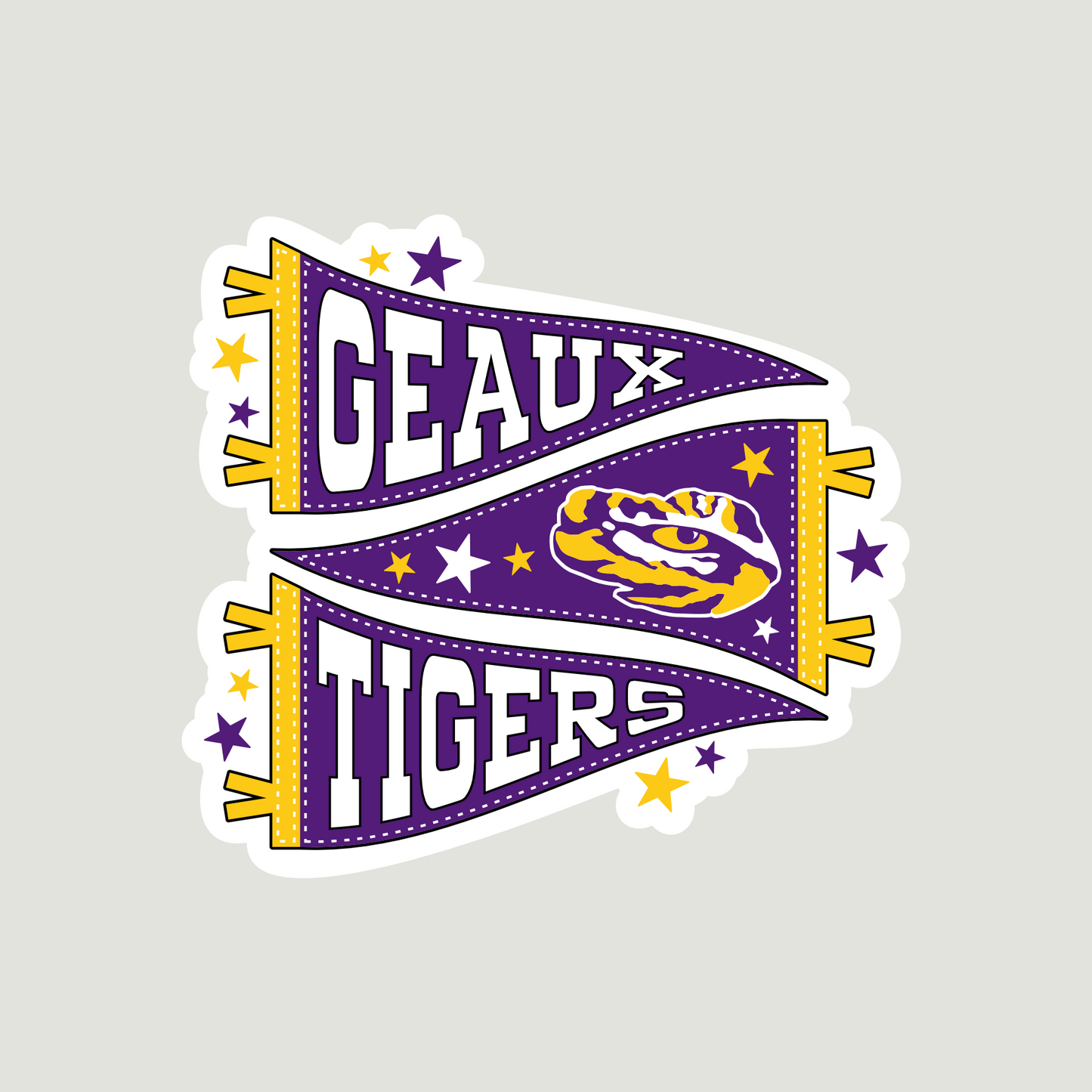 Geaux Tigers Pennant Flag 4" Decal
