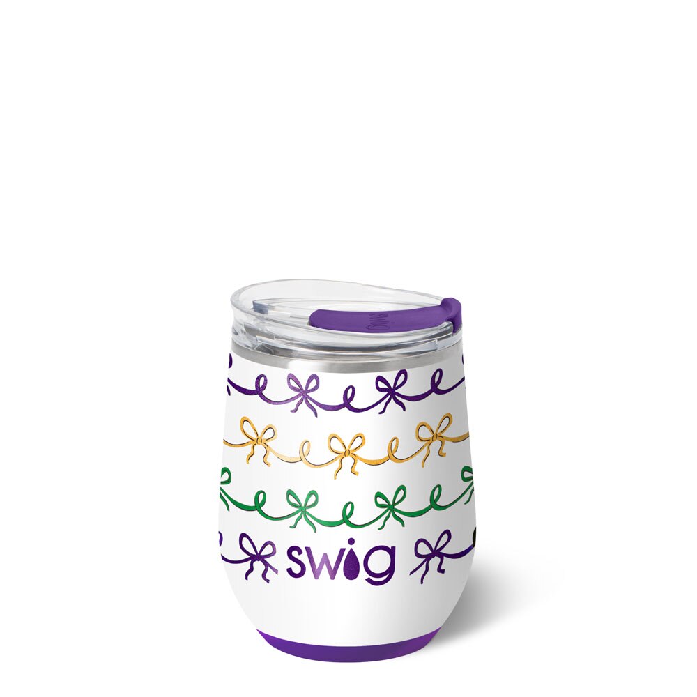 Mardi Gras Bows Stemless wine 12oz