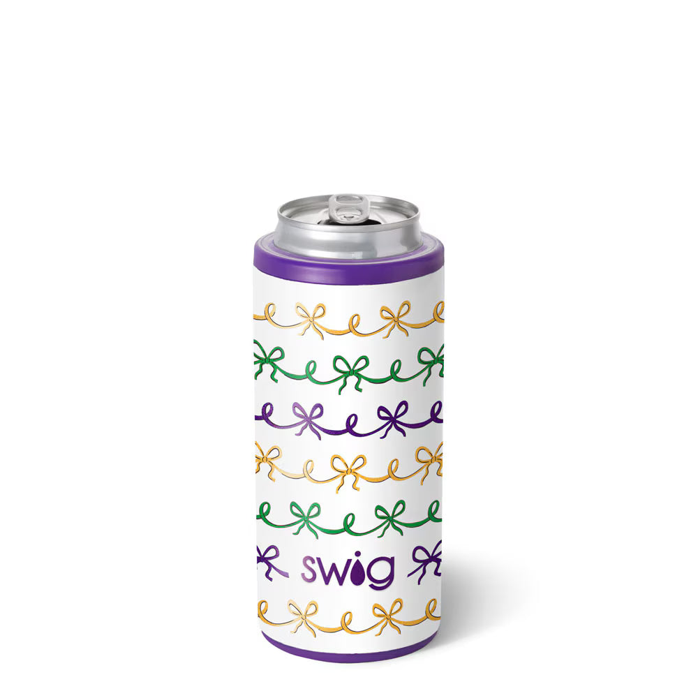 Mardi Gras Bows Skinny Can Cooler