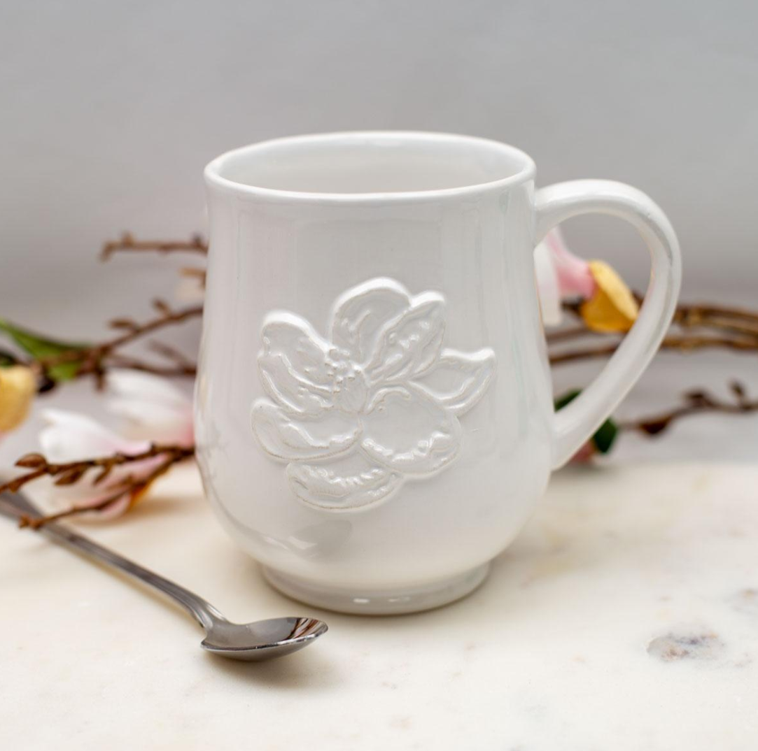 Magnolia Embossed Coffee Mug