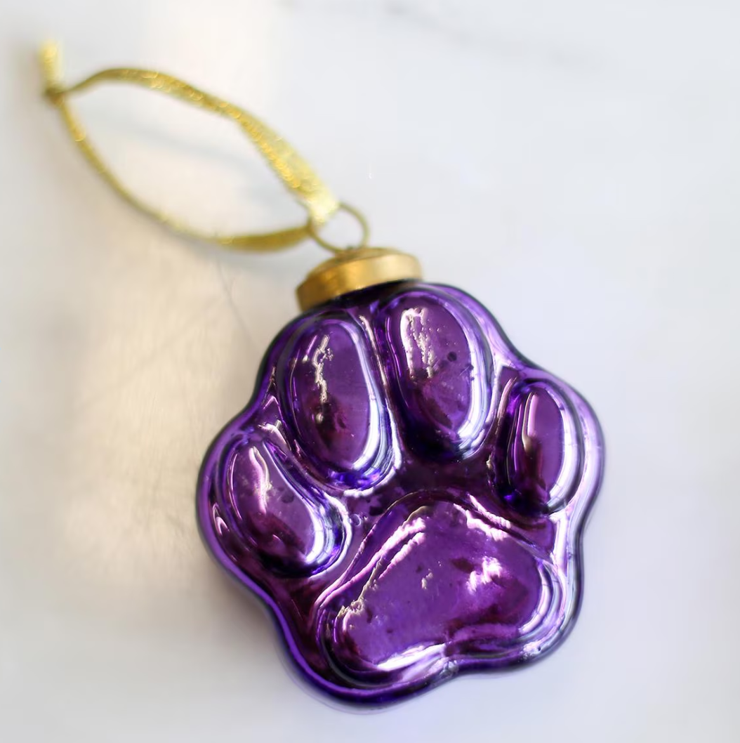 Tiger Paw Glass Ornament