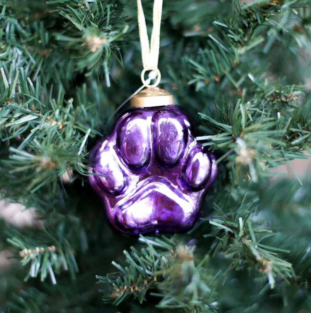 Tiger Paw Glass Ornament