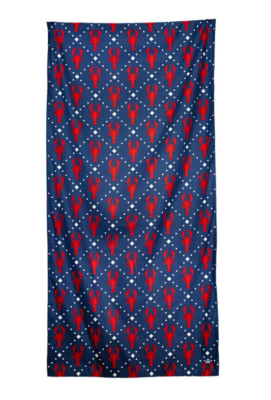 Crawdad Craze Beach Towel in Navy & Red
