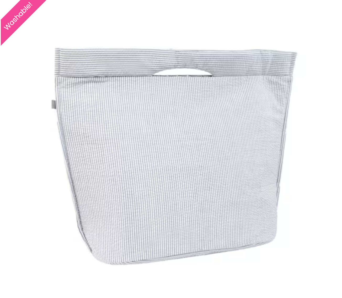 Grey Seersucker Insulated Lizzi Tote