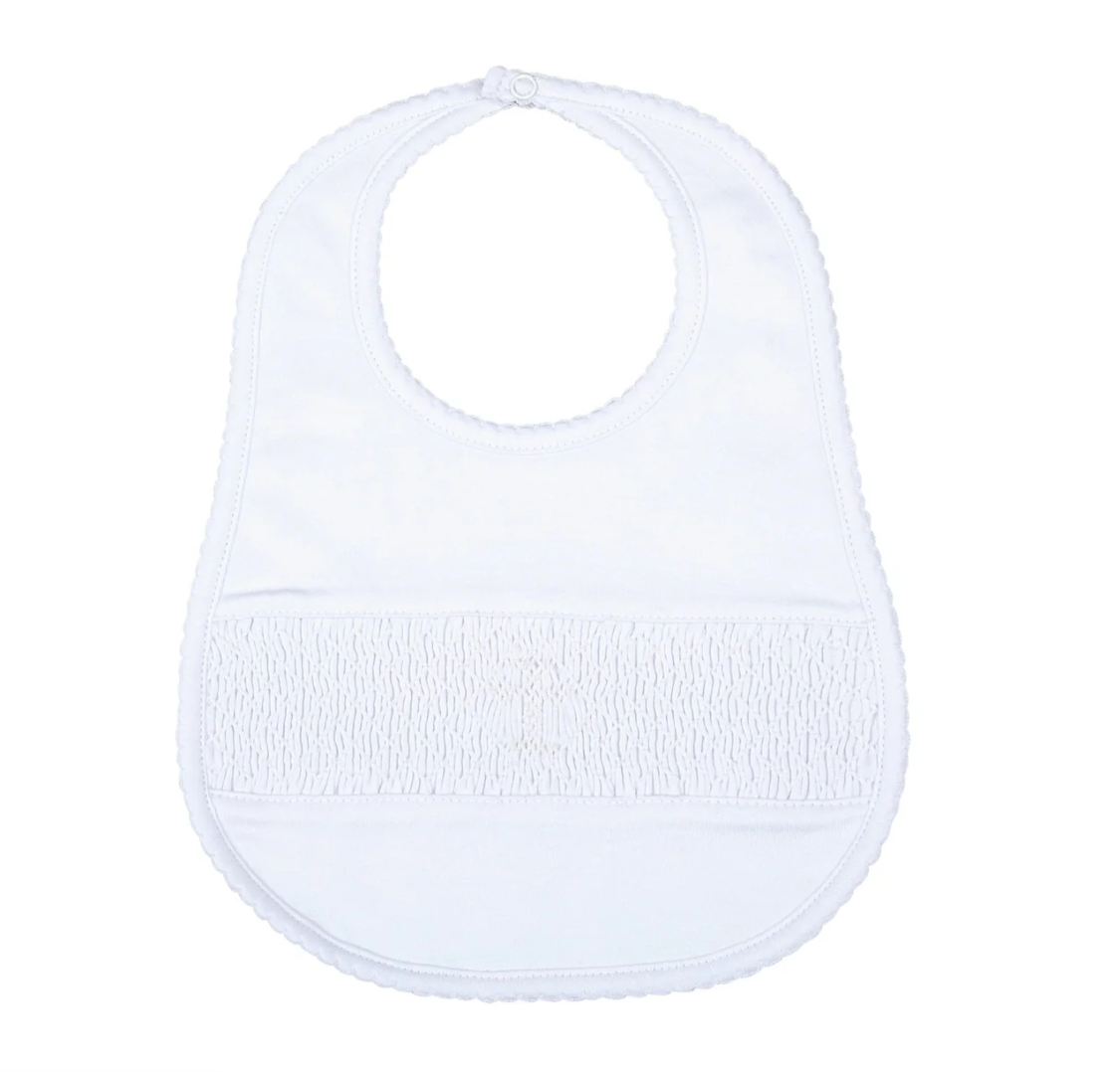 Blessed Smocked Bib - White