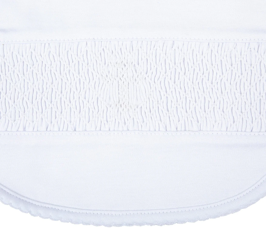 Blessed Smocked Bib - White