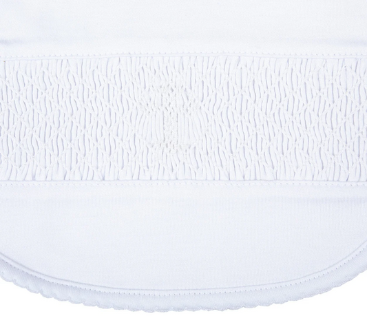 Blessed Smocked Bib - White