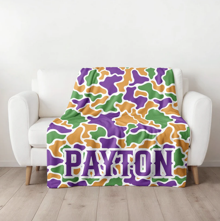 Camo Mardi Gras Blanket