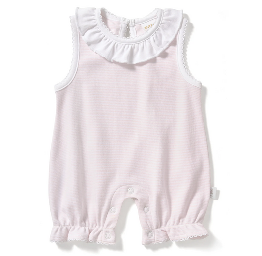 Paty Organic Cotton Striped Bubble with Ruffle Collar