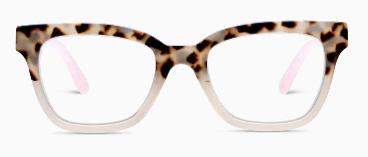 Zoey Blue Light Readers - Chai Tortoise & Pink