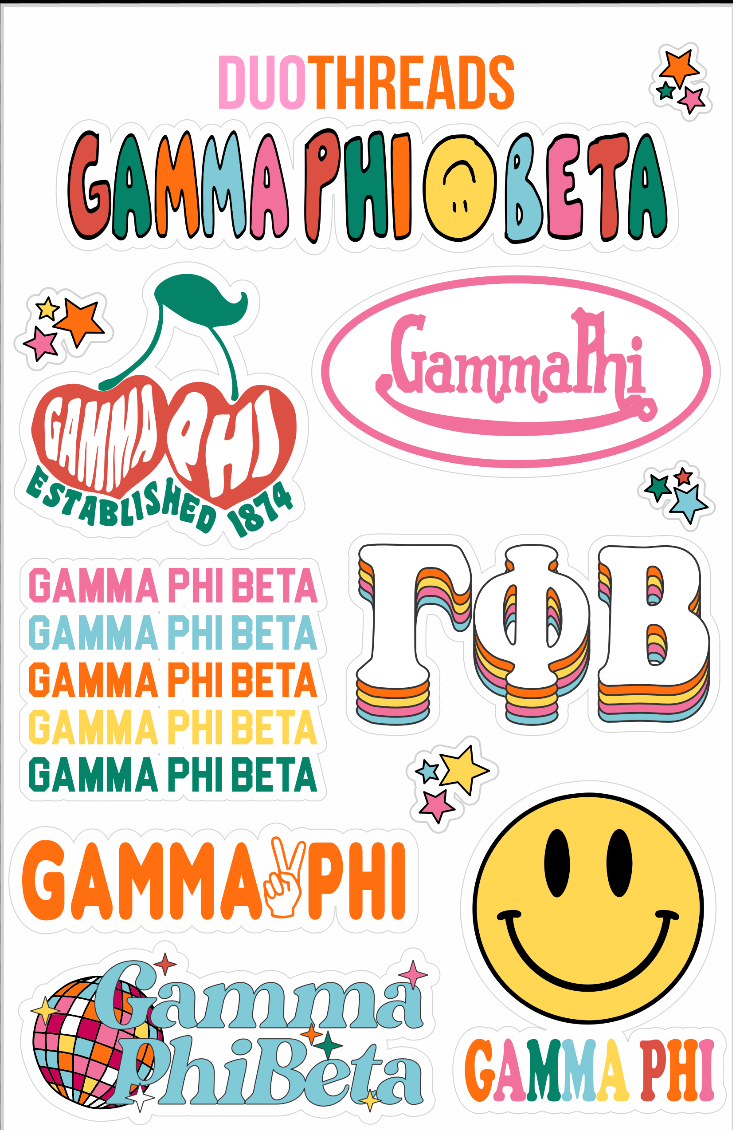 Sorority Rainbow Sticker Sheet