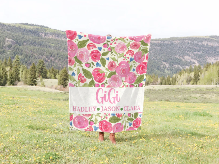 Field Of Pink Flowers Family Blanket