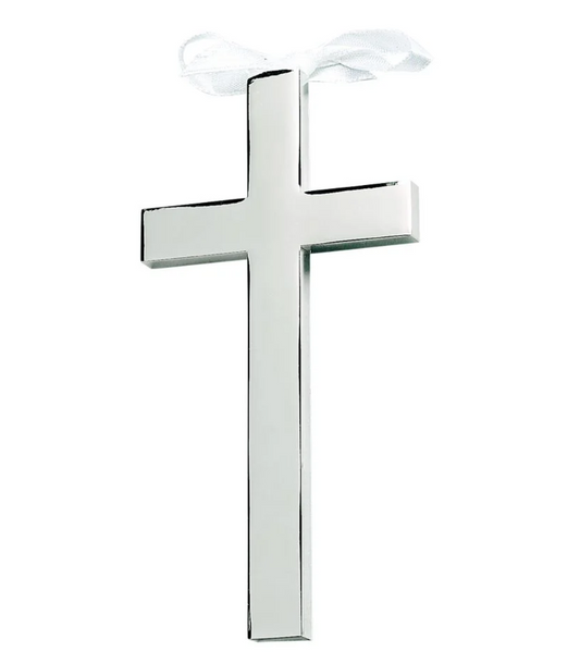 Cross on Ribbon Silver Plated