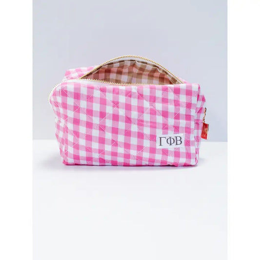 Sorority Gingham Quilted Makeup Bag