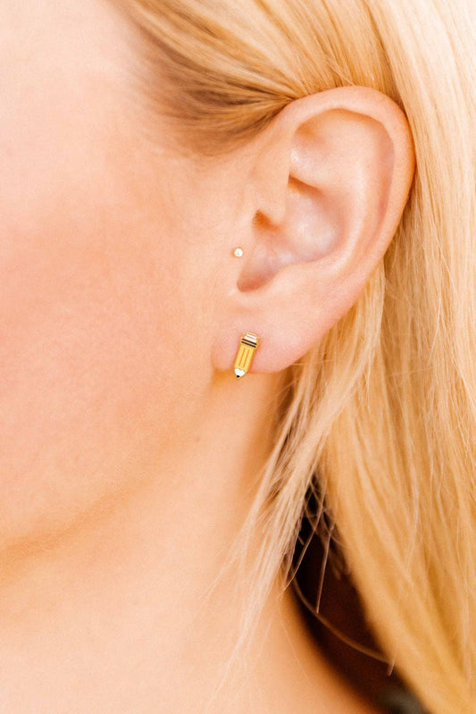 Screwback Stud Earrings - Pencil