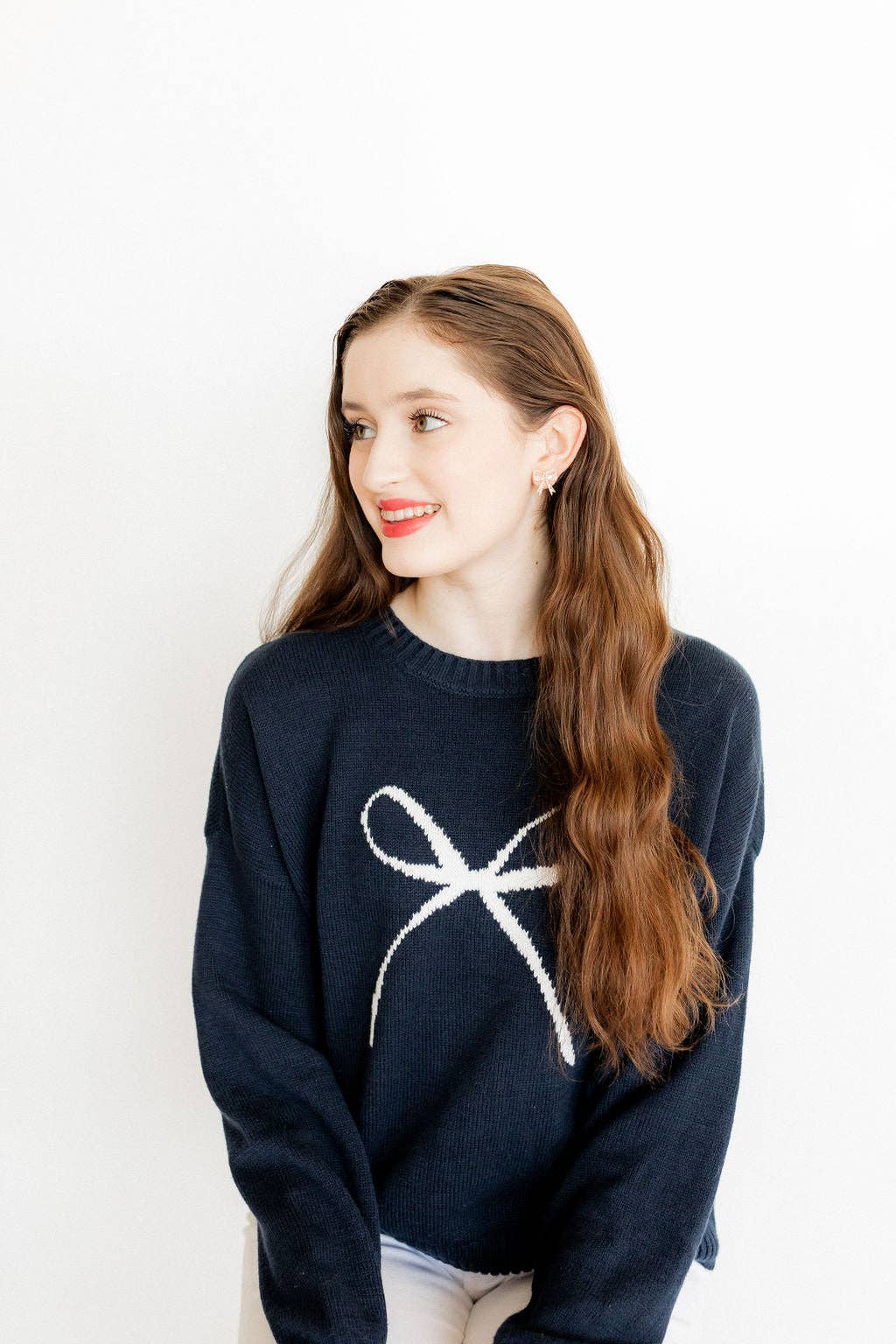 Sophia Bow Earrings - Gold Glitter