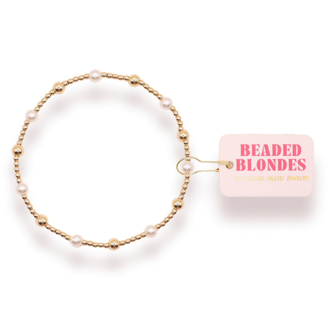 June Pearl + Gold Alternating Bracelet: Standard 6.75 inch