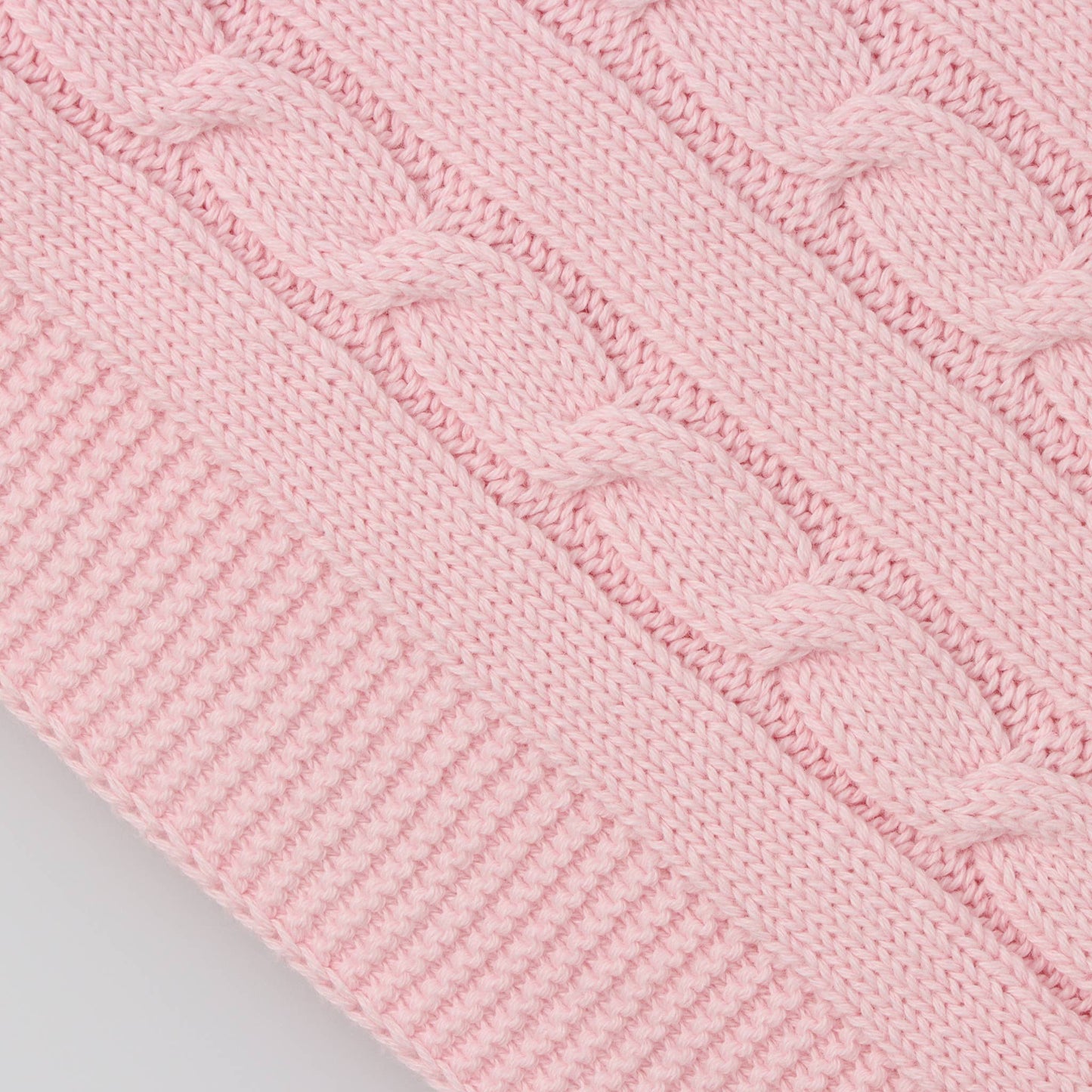Baby Blanket with Braided Cotton Knit: Light Blue