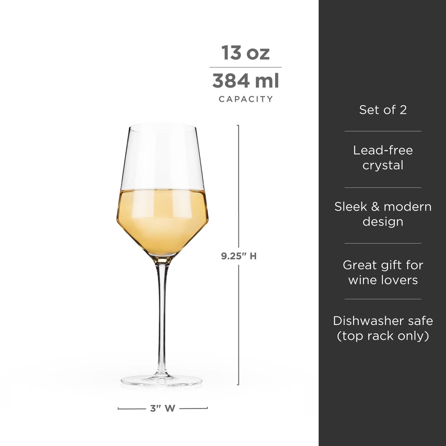 Crystal Chardonnay Glasses Angled - Set of 2