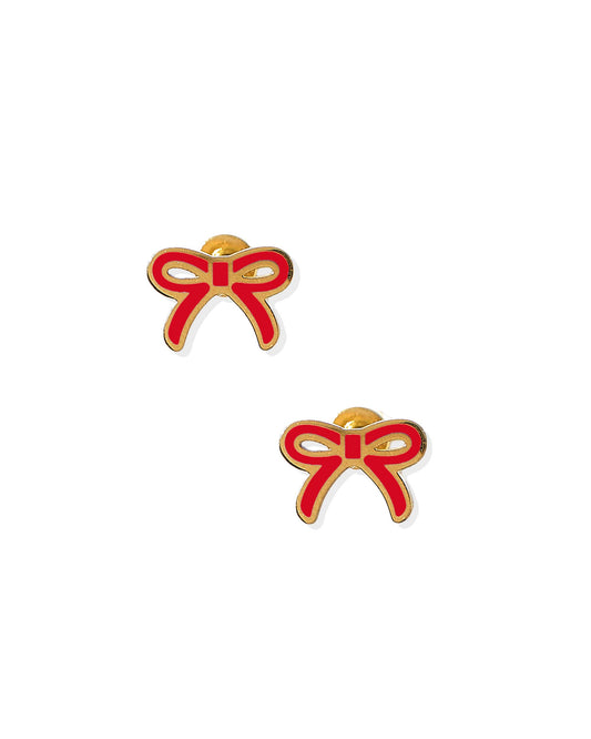 Sadie Red Bow Screwback Stud Earrings