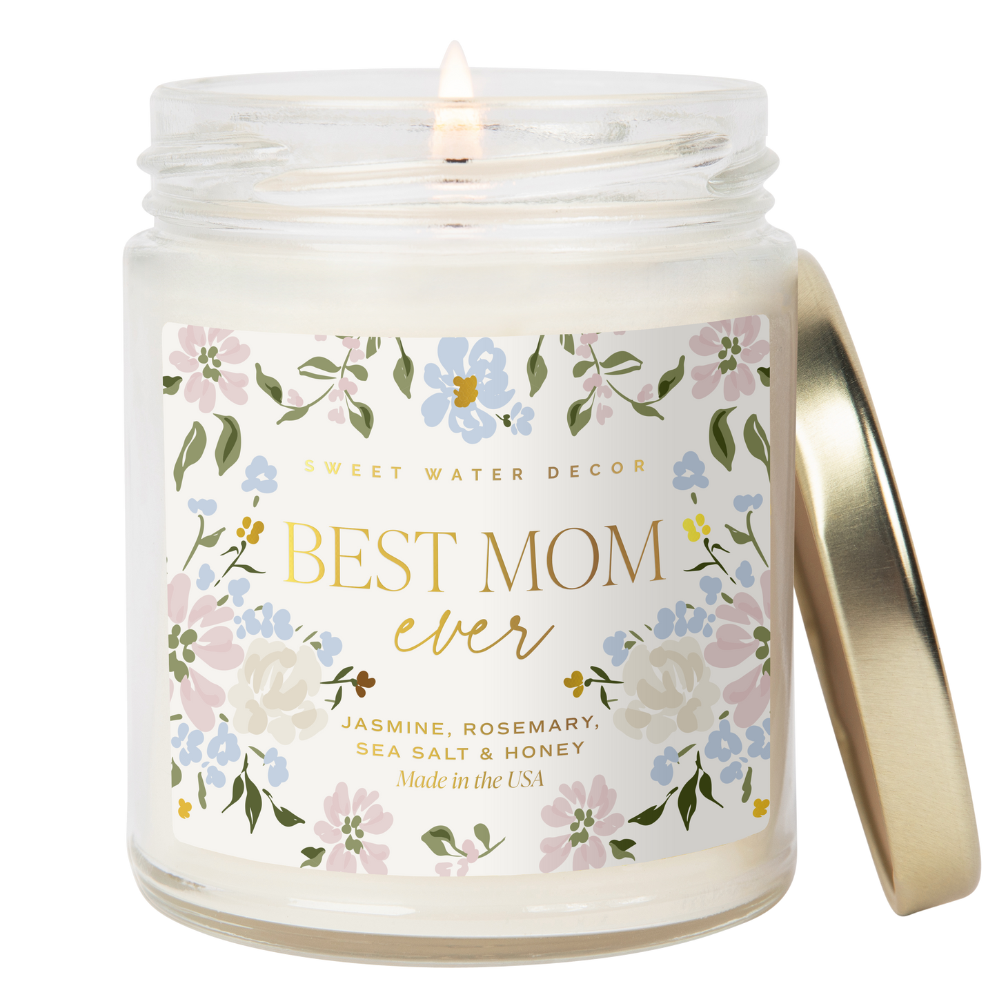 Best Mom Ever Floral Print 9 oz Soy Candle