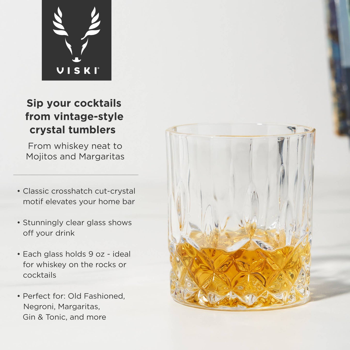 Whiskey Glasses & Ice Sphere Molds Gift Box Set - Set of 4 Glasses