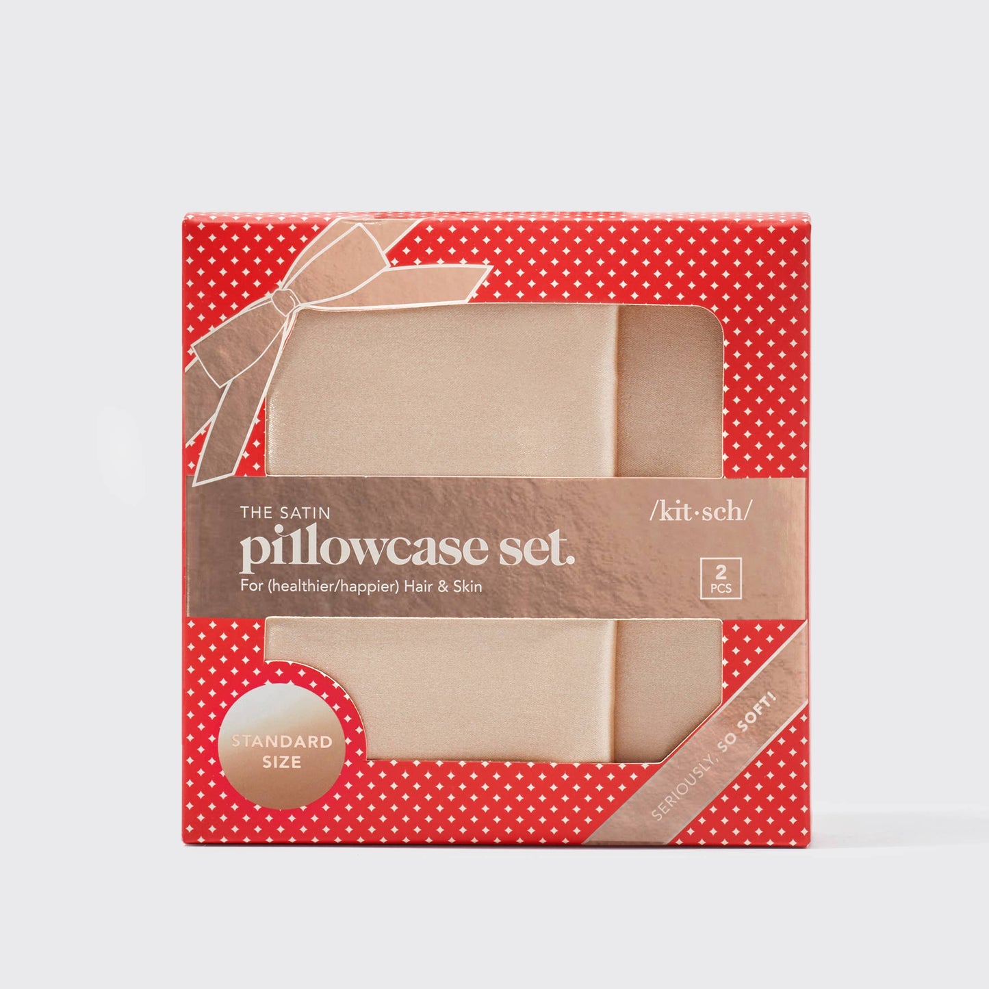 Holiday Satin Standard Pillowcase 2pc Set - Champagne