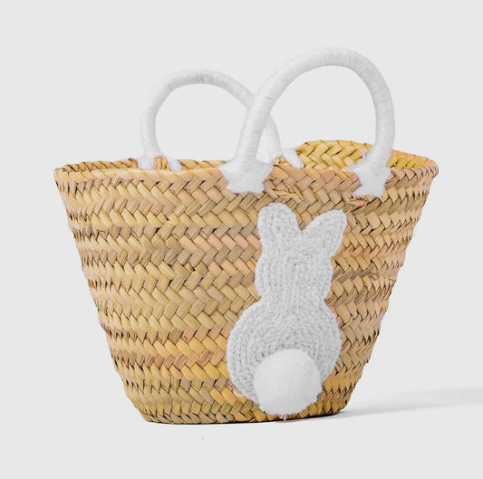 Easter Bunny Tail Straw Basket: Mini