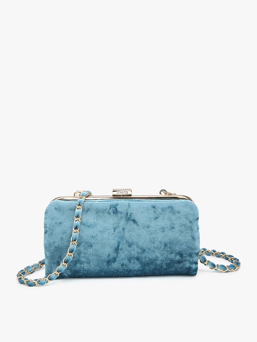 Sue Velvet Wallet Pouch Crossbody: Black