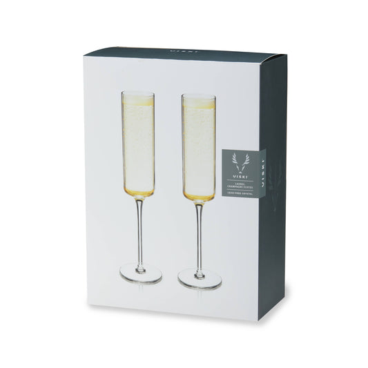 Laurel Crystal Champagne Flutes by Viski – Set of 2