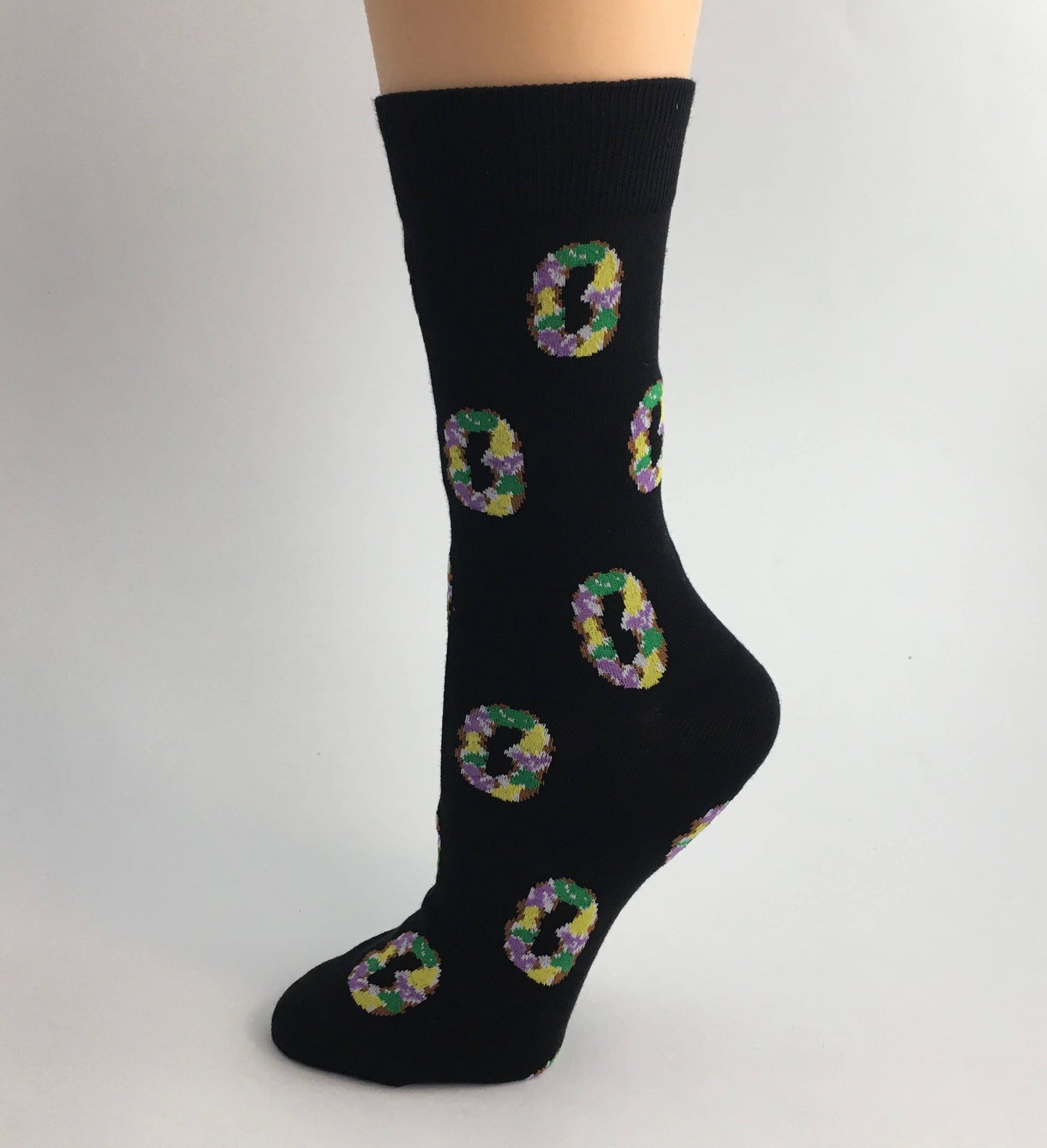 Mardi Gras Black King Cake Socks