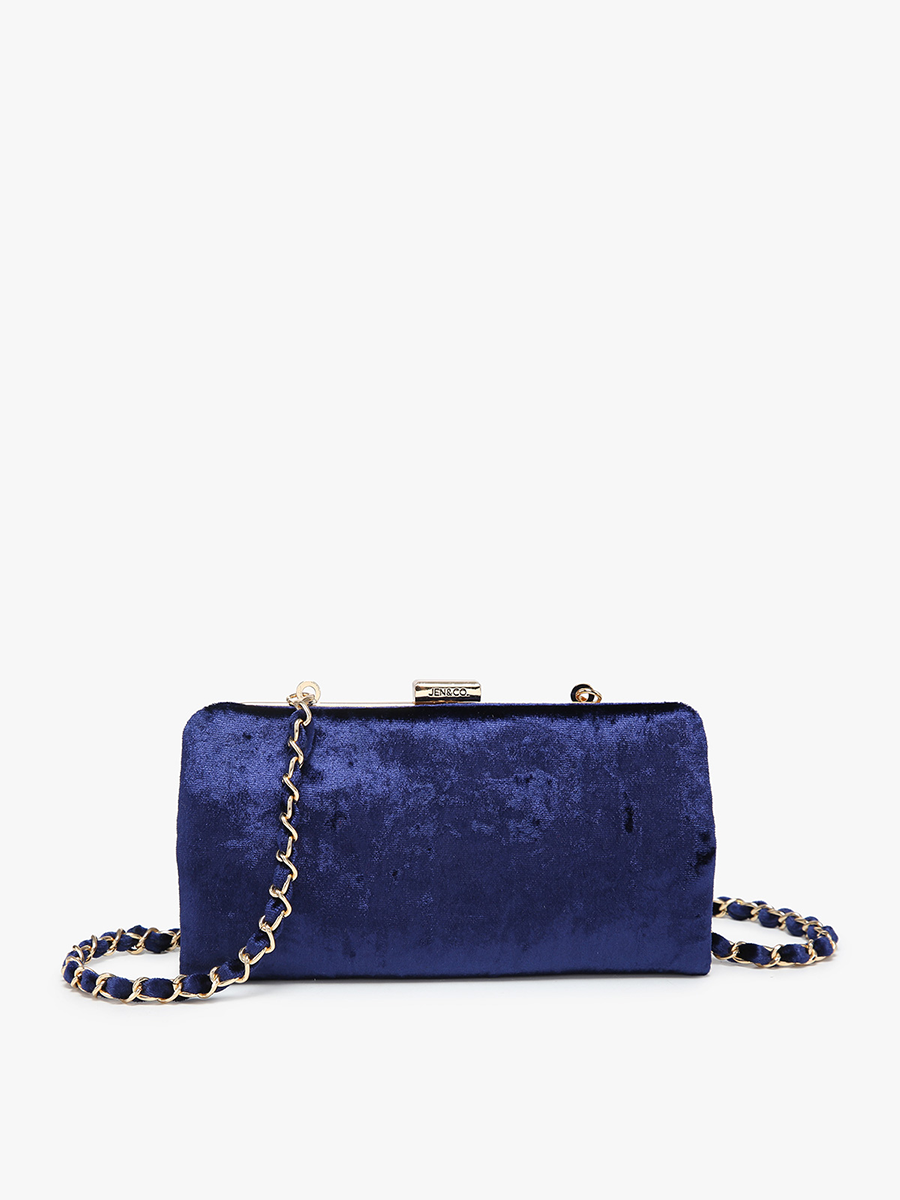 Sue Velvet Wallet Pouch Crossbody: Black