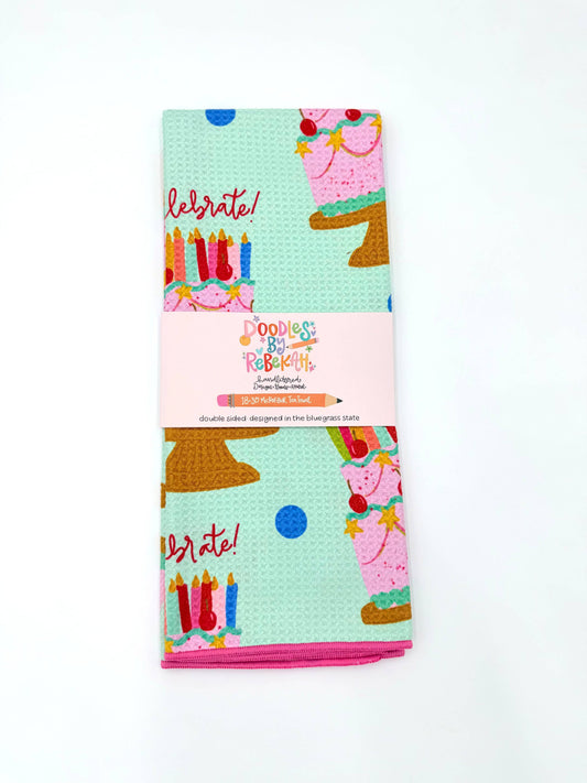 Birthday- Microfiber Waffle Weave Tea Towel