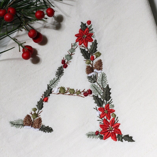 Embroidered Poinsettia Initial Sweatshirt