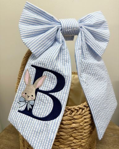 Basket Bow with Bunny Initial