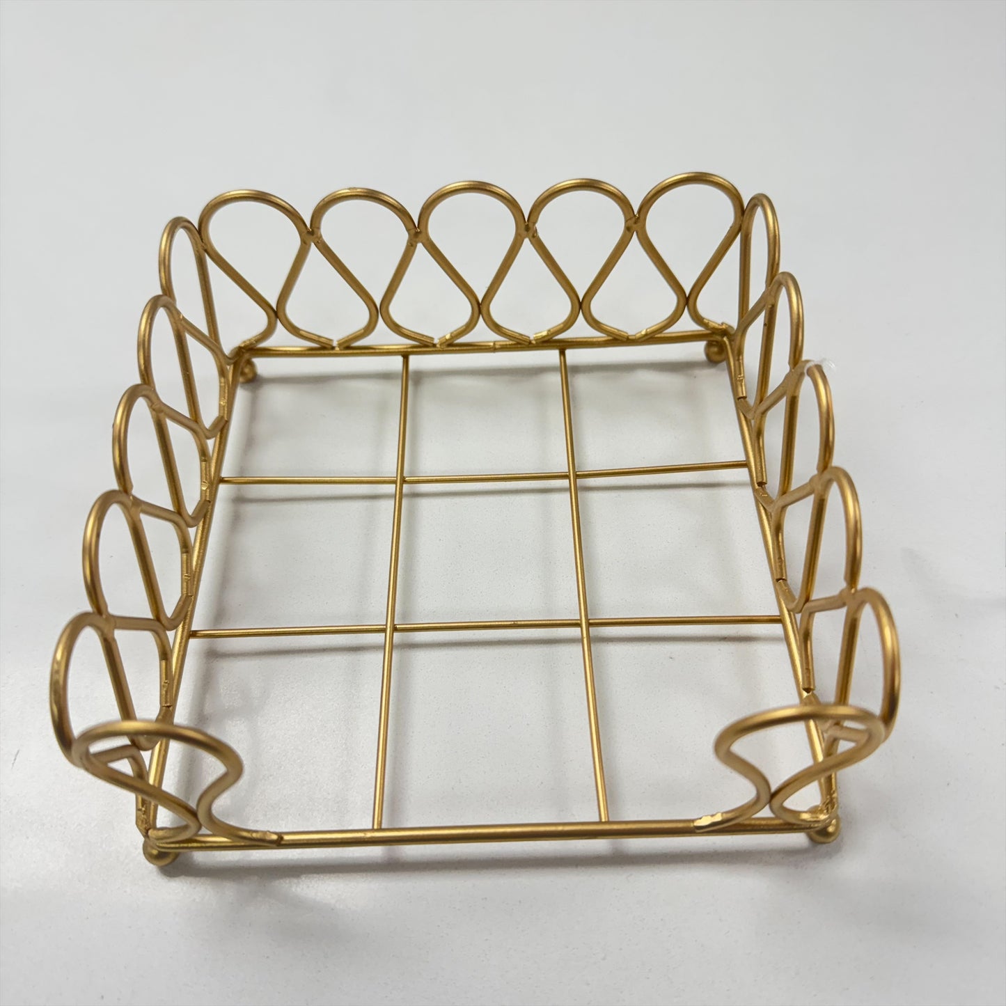 Paper Cocktail Napkin Metal Caddy Ribbon Gold
