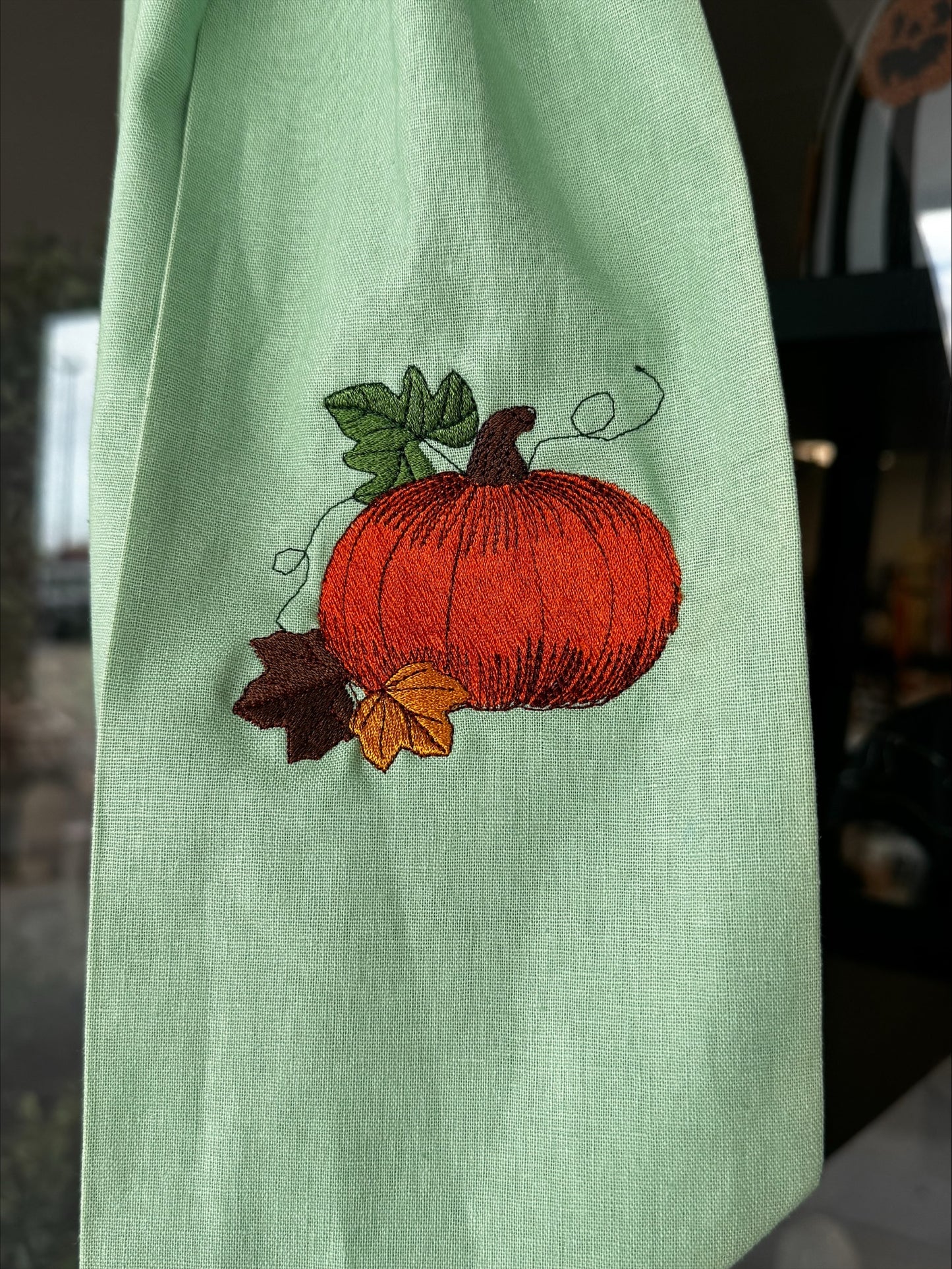 Pumpkin Embroidered Wreath Sash 54"