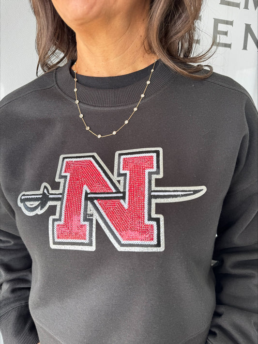 Nicholls Sequin Ladies Cropped Sweatshirt