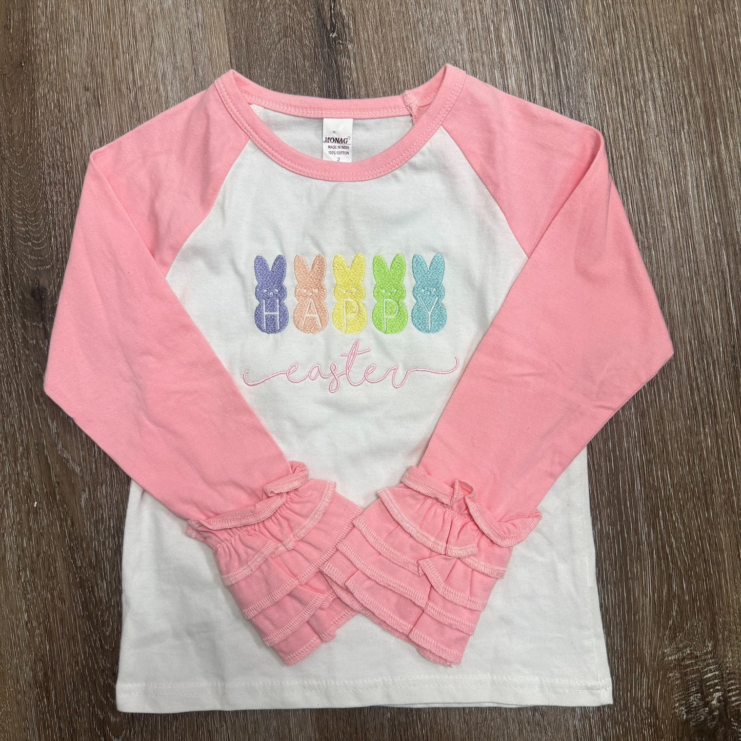 Happy Easter- Pink Raglan 2T