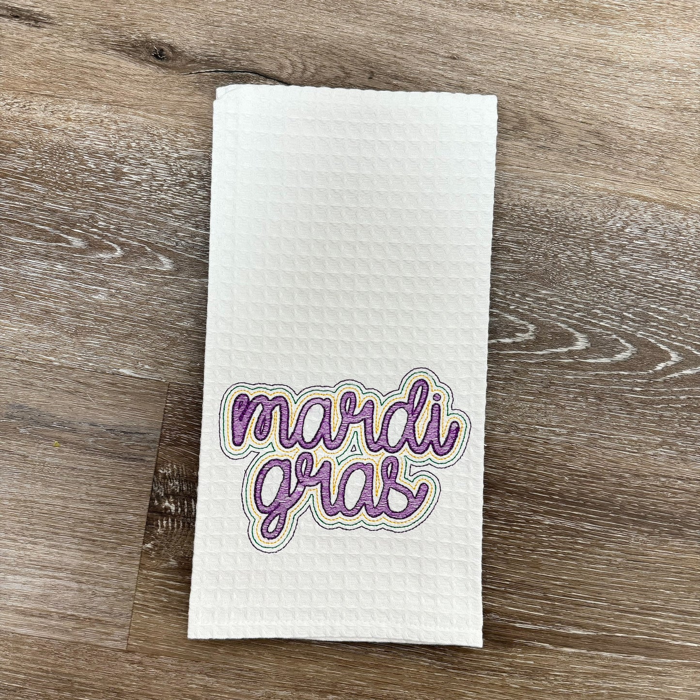 Mardi Gras Sketch Embroidered Tea Towel
