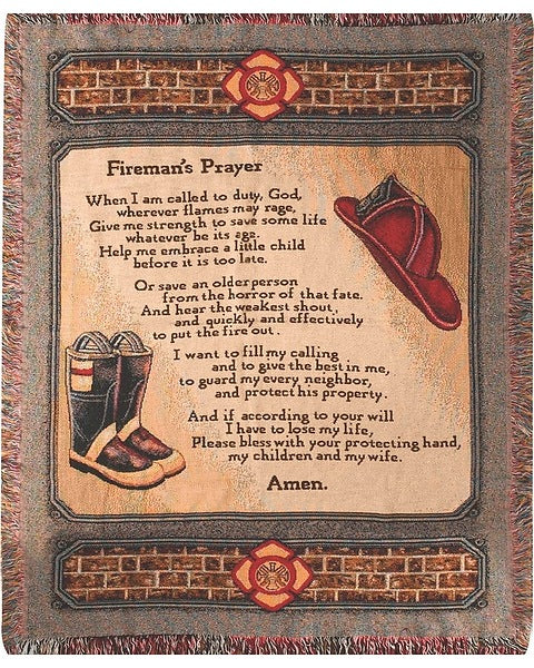 Fireman's Prayer Tapestry Throw Blanket