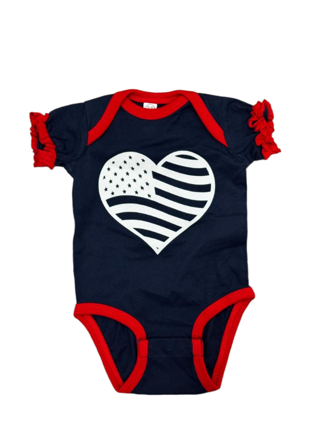 Glitter Flag Heart Onesie