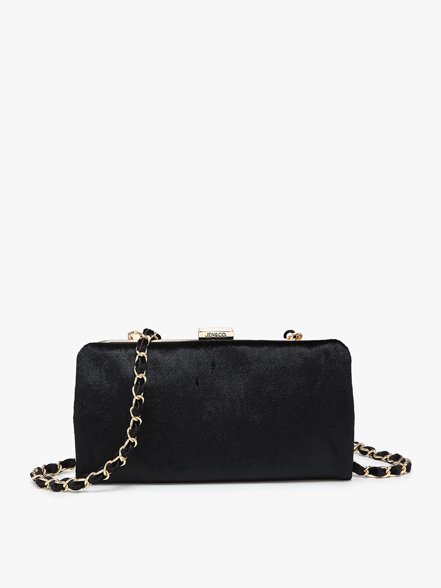 Sue Velvet Wallet Pouch Crossbody: Black