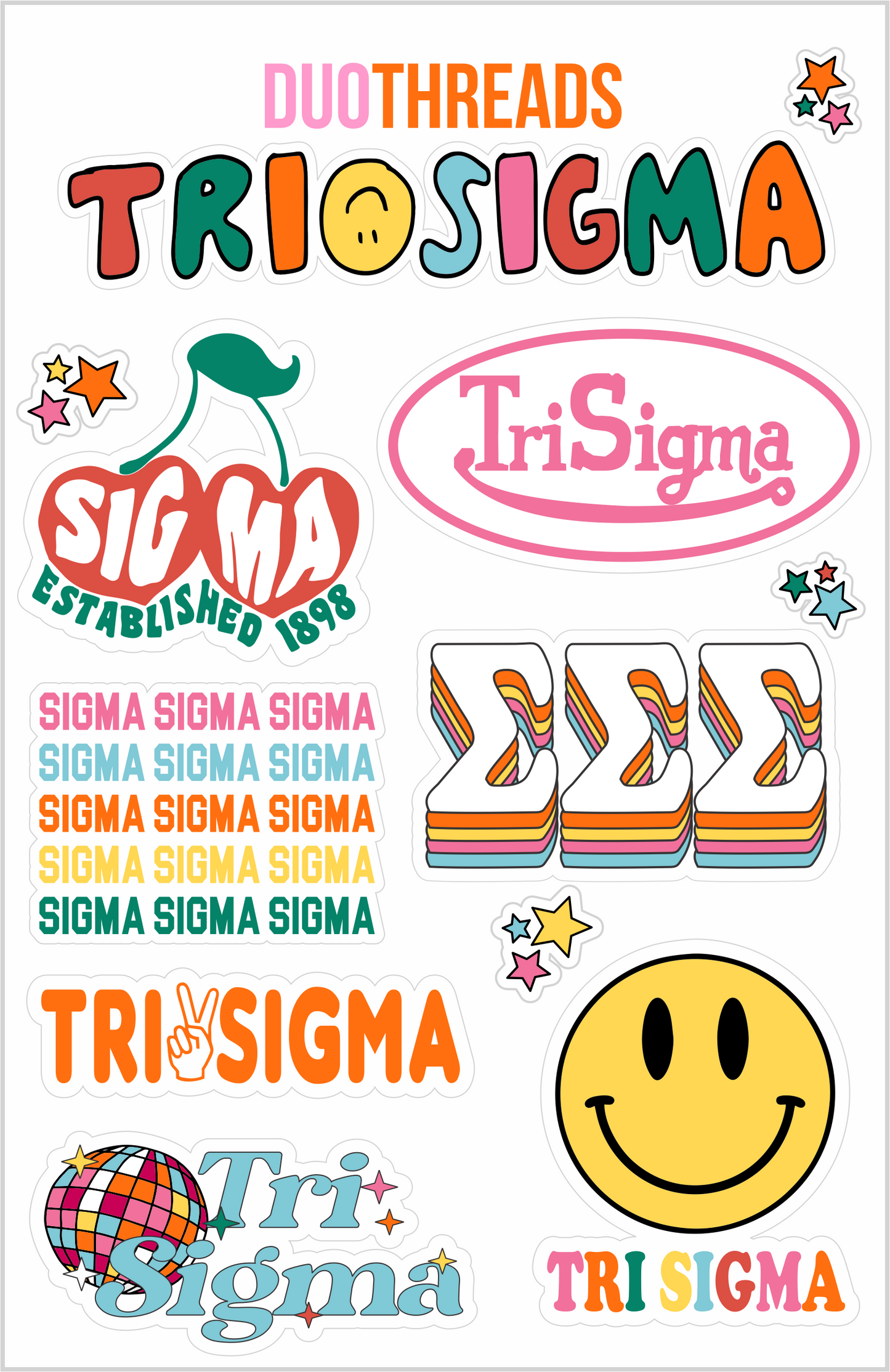 Sorority Rainbow Sticker Sheet