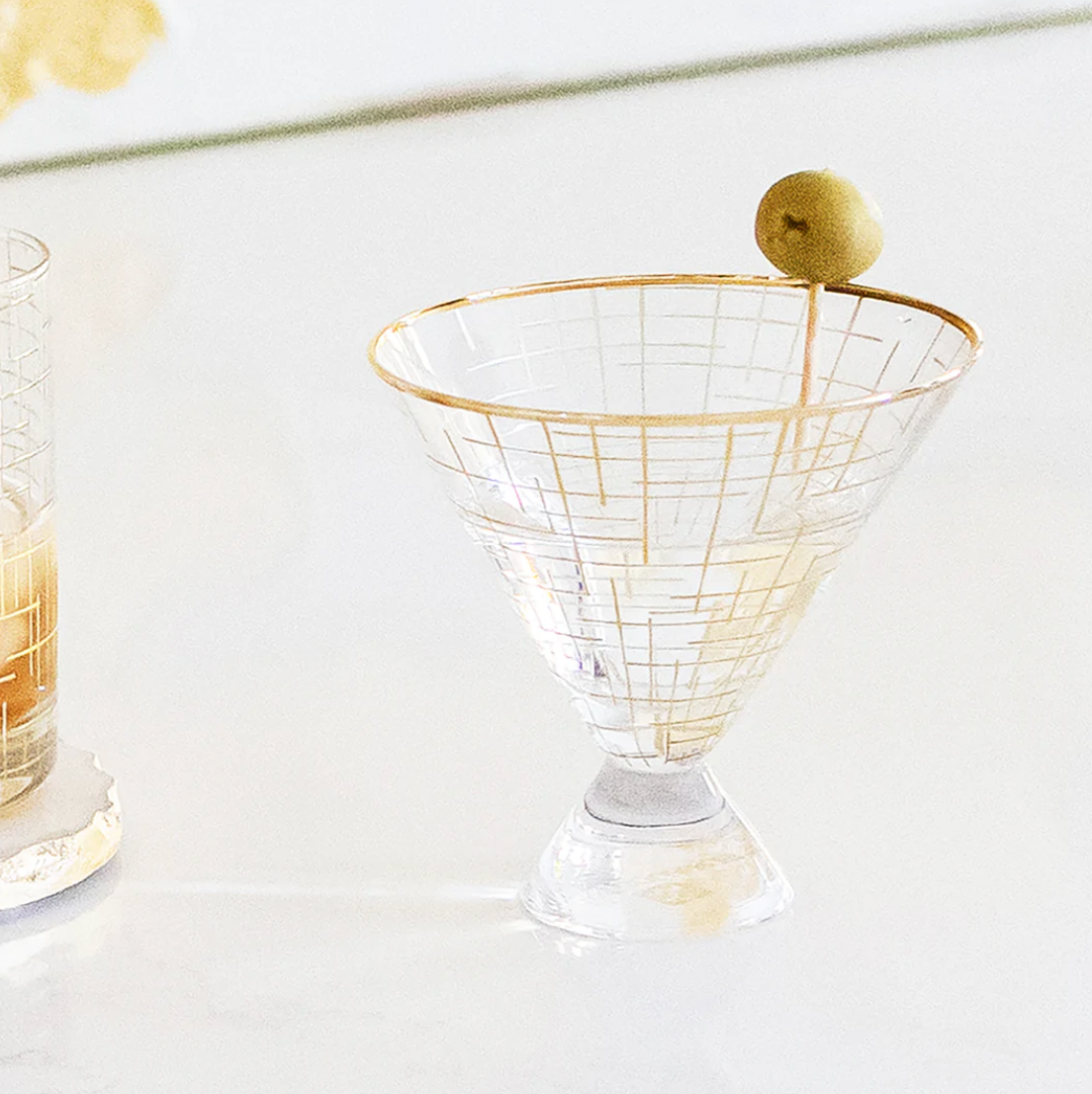Gold Hatch Martini Glass