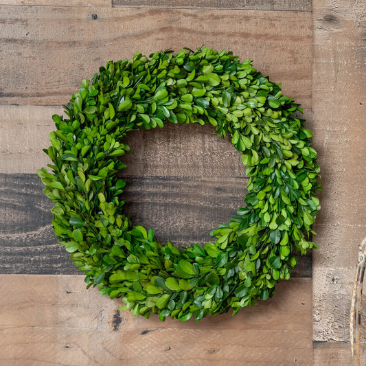 Preserved Boxwood Country Manor Wreath - 14 Inch