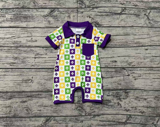 Mardi Gras Checkered Romper