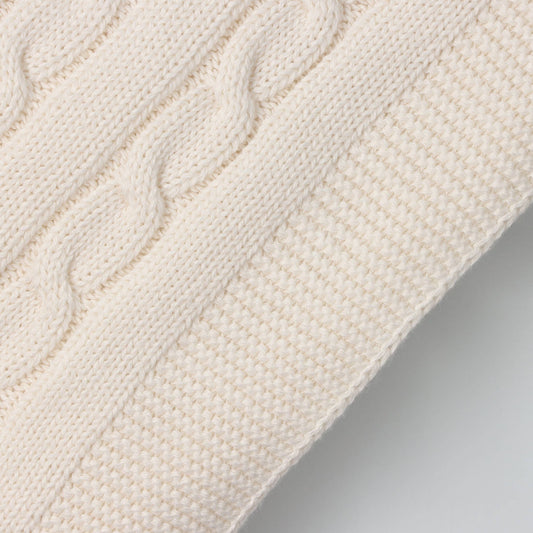 Baby Blanket with Braided Cotton Knit: Pearl